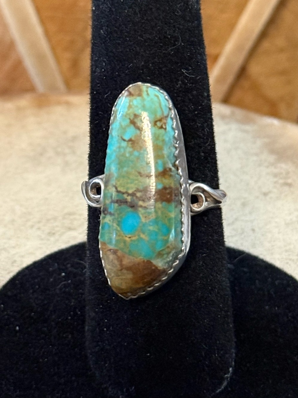 Signed Rag and Stone Sterling Silver Turquoise Statement Ring Size 8